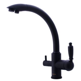 Смеситель для кухни Swedbe Selene Plus K8045K в комплекте с фильтром Аквафор Кристалл чёрный матовый